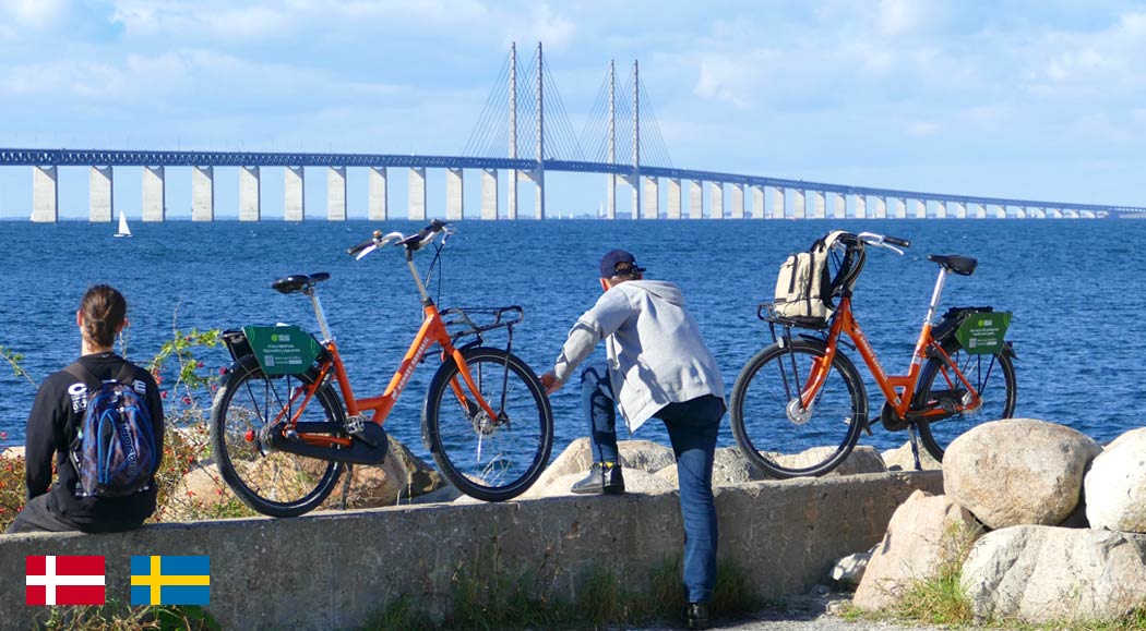 Exploring the sights of Copenhagen, Malmö and the Øresund strait with bikes.